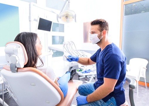 Patient at dentist for tooth-colored filling in North Andover